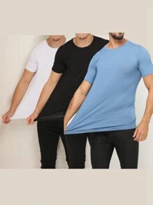 3 Piece Kit Basic Short Sleeve T-Shirts With Elastane Visco Lycra Mesh (Cold Mesh) - Blue - View 1