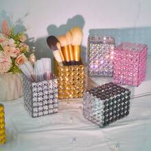 1 hộp đựng cọ trang điểm đính đá Rhinestone, hộp đựng bút chì, hộp lưu trữ độc lập để bàn cho văn phòng, phòng ngủ, phòng khách - Nhiều màu - Xem 4