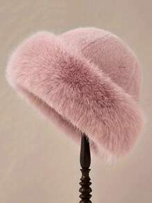 1pc Women Luxury Faux Fur Winter Hat - Thick & Fluffy, With Ear Protection | Lightweight Stretchy Polyester | Machine Washable Winter Outfits