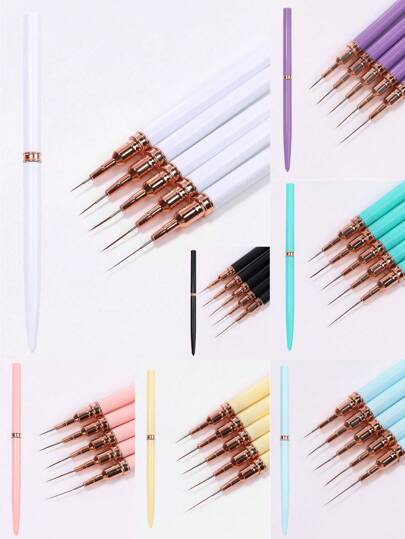 5 Pieces Nail Brush Set Slim Line Stripe Painting UV Gel Painting Nail Design Pen Professional Nail Tools For Home Diy And Nail Salons