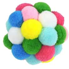 3 pièces Jouets de balles rebondissantes amusantes à motifs de chats de couleurs aléatoires, balles de peluche avec clochettes pour chaton, jouets interactifs en forme de planète pour chats à mâcher, accessoires pour animaux de compagnie