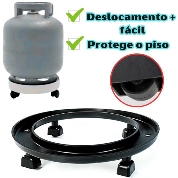 Suporte para Botijão de Gás Com Rodinhas Organizador Pé Para Botijão de Gás, Galão de Água ou Vaso de Plantas