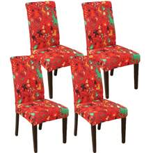 1 Stück/4 Stücke/6 Stücke Stuhlbezüge mit Weihnachtsmann Muster als Weihnachtsdekoration, weicher universell passender Schreibtisch Bezug, abnehmbar und waschbar Anti-Staub Stretch Stuhlschutz