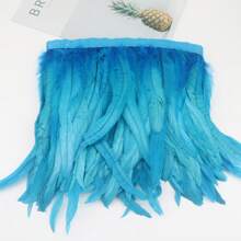 1 yard Ruban à franges de plumes de queue de coq simulées colorées de 25-30 cm, plumes teintes pour robe de mariée, jupe, artisanat, accessoire DIY, artisanat pour vêtements