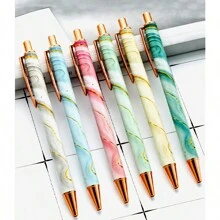 1-6 件女士优雅笔，可爱闪光笔 + 华丽粉色/白色/紫色 A5 撕纸记事本套装，是办公室、学校、圣诞节、日记笔（大理石设计）的完美礼物，颜色随机，适合返校 - 彩色 - 查看 13