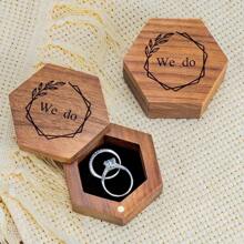 Caja de anillo de madera hexagonal con grabado para ceremonia de boda y compromiso, regalo de cumpleaños y aniversario para mujeres