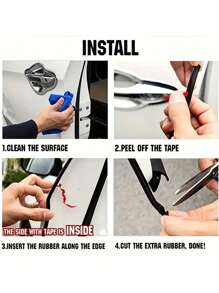 1pc Car Door Edge Protector, Door Scratch Protection Trim, Door Sealing Anti-Scratch Strip - Multicolor - View 2
