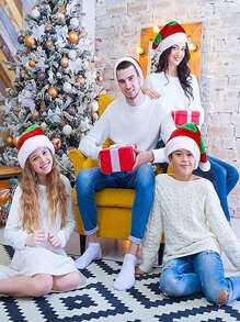 1 Stück Samtmütze des Weihnachtsmanns, gestreifte rot und grüne Weihnachtsmütze für Erwachsene, Weihnachtsparty Kostüm, Weihnachten