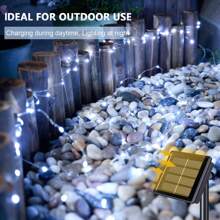 White Solar String Lights Outdoor, 1 Pack Each 33FT 100 LED Solar Fairy Lights, 8 Modes Solar Christmas Lights For Outside Tree Garden Patio Wedding Decorations - 白色 - 查看 2