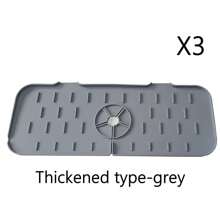 1 pièce/3 pièces Tapis de robinet en silicone épais et grand avec plateau de filtrage des gouttes et support d'éponge - Accessoires d'évier de cuisine pour le plan de travail et la salle de bain - Protège-éclaboussures et porte-savon inclus
