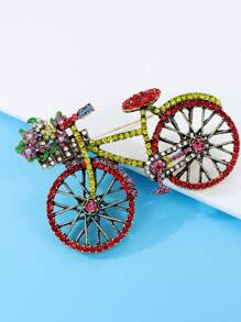 1pc Fashionable Diamond Bicycle Shaped Brooch, Suitable For Office, Party, Casual Occasions, Can Be Accessory Or Gift - Blue - View 8