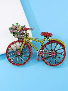 1pc Fashionable Diamond Bicycle Shaped Brooch, Suitable For Office, Party, Casual Occasions, Can Be Accessory Or Gift - Blue - View 7