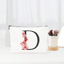 Alfabeto de flores simples Bolsa de maquiagem de lona para mulheres Bolsa de viagem para artigos de higiene pessoal portátil, Bolsa de armazenamento de cosméticos Bolsa de armazenamento de pincéis de cosméticos com fecho de zíper, Itens essenciais para viagens Itens essenciais para cruzeiros Itens essenciais para dormitórios, Presentes para madrinhas de casamento, Presentes para mães, Presentes de aniversário, Presentes para amigos e professores, Decoração para casa, Banheiro Bolsas de maquiagem Organizador de maquiagem Organizador de maquiagem Armazenamento de maquiagem - Branco - Ver 27