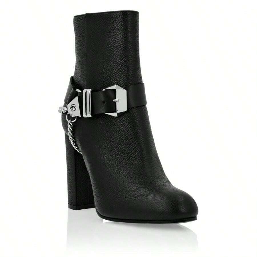 Philipp Plein Leather Boots Lo-Heels High Nic Plein - 黑色 - 查看 1