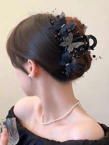 topshiny 1 件多层网状蝴蝶发夹，高品质时尚女士发饰发夹发夹发夹发夹发夹发夹秋冬发饰女士度假装女士 - 彩色 - 查看 1