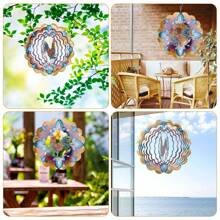 Rooster Wind Spinner 3D Hanging Rooster Wind Catcher 12 Inch Stainless Steel  Wind Spinner  Metal Wind Sculptures Ornament For Balcony Garden Yard Patio Decor