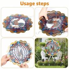 Rooster Wind Spinner 3D Hanging Rooster Wind Catcher 12 Inch Stainless Steel  Wind Spinner  Metal Wind Sculptures Ornament For Balcony Garden Yard Patio Decor