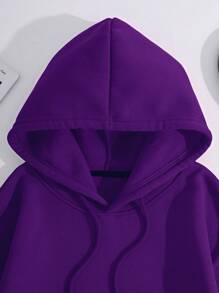 Customized Printed Drawstring Hooded Fleece Sweatshirt, Autumn/Winter