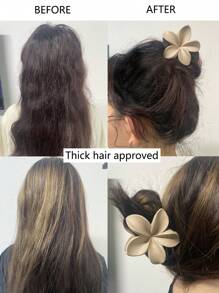 4 件防滑哑光花朵发夹，适合女士浓密头发到稀疏头发造型配件中性爪夹可爱爪夹，适合女士女孩发夹发夹发夹，学校用品，大学