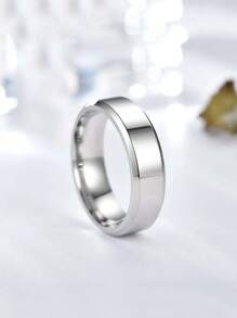 简约不锈钢男女通用舒适结婚戒指，适合男士，是送给爸爸、儿子、情人节、派对和日常佩戴的绝佳礼物 - 銀色 - 查看 15