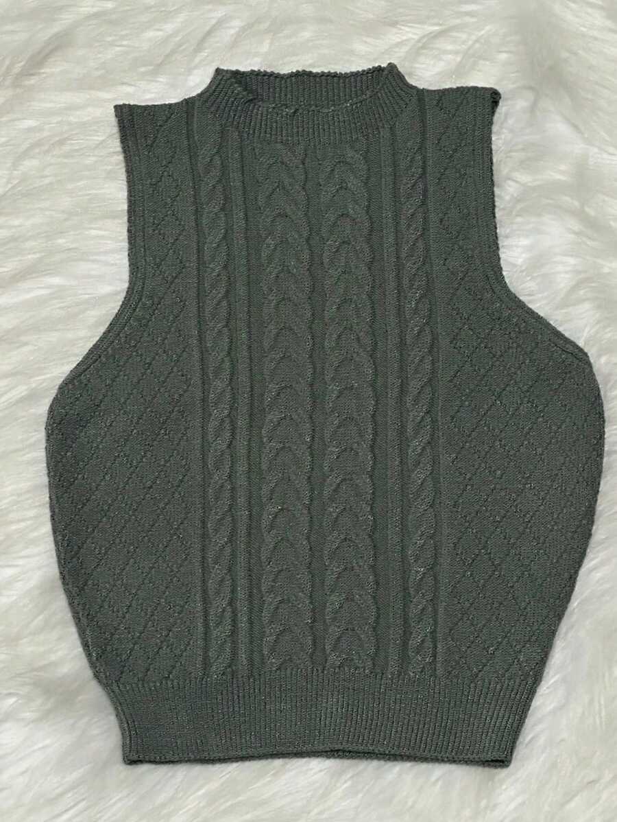 Lollitan WOMEN'S BRAIDED BLOUSE, SUMMER MODAL GROPPED TOP, MODAL TRICOT Cropped Top / Tank Top Cropped Top / Tricot Tank Top / / Blogger Fashion / 24hr Shipping - 深灰色 - 查看 1