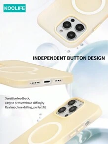 1PC Koolife Matte 2-In-1 Large Hole Magnetic Wireless Charging Protective Phone Case, Skin-Friendly Matte Finish, Raised Lens Protection, Compatible With IPhone 11/11Pro/11ProMax/12/12Pro/12ProMax/13/13Pro/13ProMax/14/14Plus/14Pro/14ProMax/15/15Pro/15Plus/15ProMax - Beige - View 8