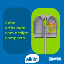 Pa Com Cabo de Lixo Plastica Super Pa Dobravel Alklin Limpeza - Cinza - Visão 8
