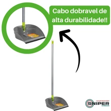 Pa Com Cabo de Lixo Plastica Super Pa Dobravel Alklin Limpeza - Cinza - Visão 3