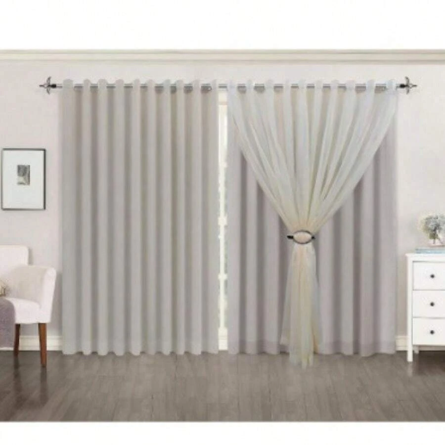 PLAIN VOIL CURTAIN 3.00 X 2.60 WITH MICROFIBER LINING - Màu be - Xem 1