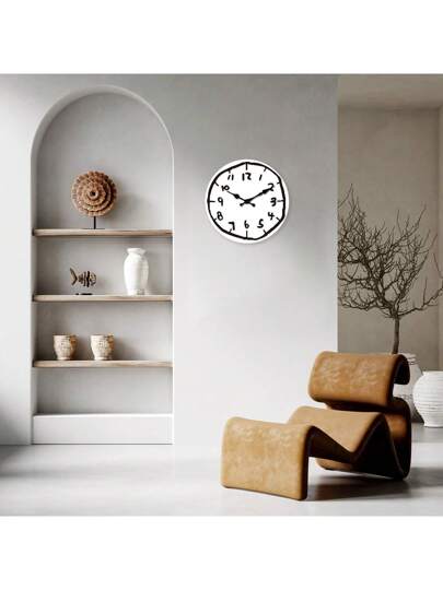 1pc Creative Minimalist Anime Graffiti Wooden ative Silent Wand Klok Living Room, Bedroom, Dining Office, Outdoor Home, Friends, 10/12/14/16 Inches (No Battery Included),Home ,Room Birthday Graduation Bedroom Dormitory Back To School view 2