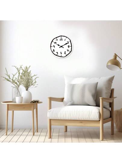1pc Creative Minimalist Anime Graffiti Wooden ative Silent Wand Klok Living Room, Bedroom, Dining Office, Outdoor Home, Friends, 10/12/14/16 Inches (No Battery Included),Home ,Room Birthday Graduation Bedroom Dormitory Back To School view 5