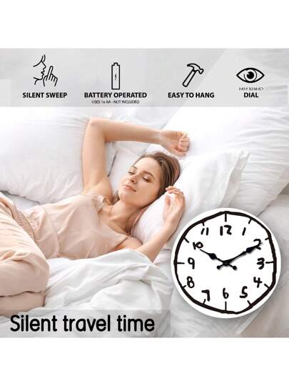 1pc Creative Minimalist Anime Graffiti Wooden ative Silent Wand Klok Living Room, Bedroom, Dining Office, Outdoor Home, Friends, 10/12/14/16 Inches (No Battery Included),Home ,Room Birthday Graduation Bedroom Dormitory Back To School view 8