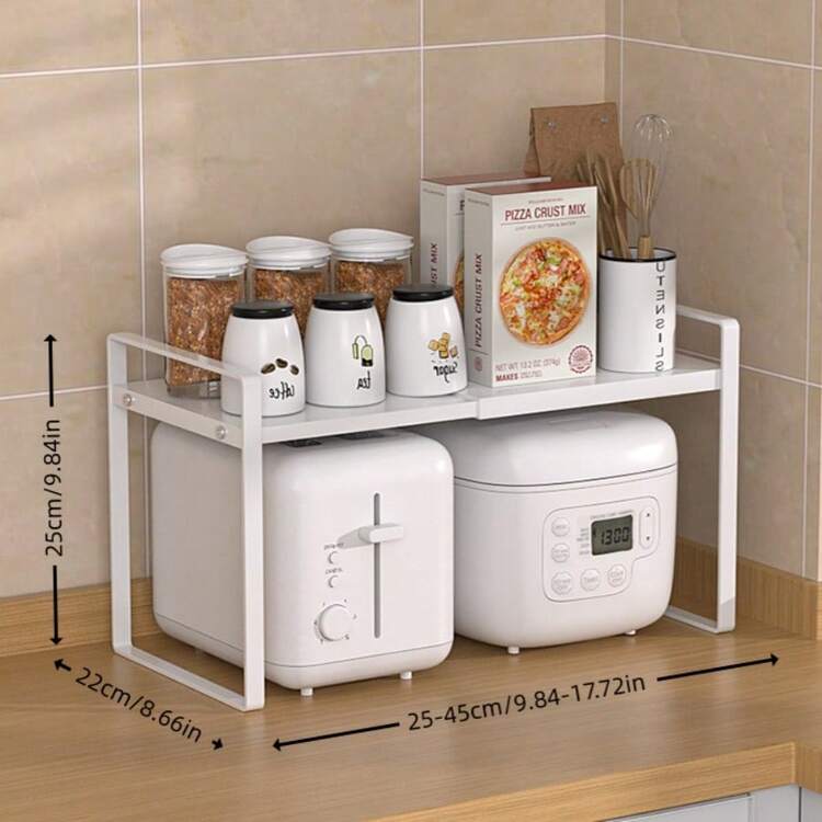 1pc Kitchen Retractable Shelves, Cabinets Layered Storage Shelves, Household Countertop Spice Bottle Storage Shelves,Kitchen Storage,Kitchen Organizer,Kitchen Organiser,Storage Items,Kitchen,Storage,Organizer,Organiser,Organization,Organizers,Drawer Organizer,Travel,Kitchen Items,Kitchen Utensils,Kitchen Tools,Kitchen Things. - White - View 11