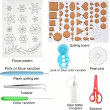 4/13/19 Stück Papier-Quilling-Kits, Papier-Quilling-Streifen, Papier-Quilling-Stift, Vorlagenplatte, Papierhandwerkszeug für DIY-Zeichnung und Handwerk