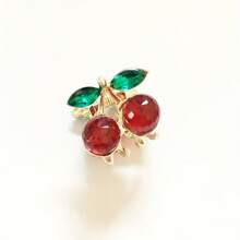 2/4pcs Rhinestoned Cherry Bow Hair Clips, Cute Decorative Hair Accessories, Gift Christmas - Red - View 3