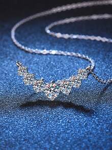 1pc Premium Moissanite 925 Sterling Silver Women's Jewelry Smiling Face Pendant 1.7 Carat, Clavicle Chain Necklace, Party Gift, Birthday Gift