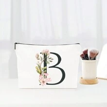 Alfabeto de flores simples Bolsa de maquiagem de lona para mulheres Bolsa de viagem para artigos de higiene pessoal portátil, Bolsa de armazenamento de cosméticos Bolsa de armazenamento de pincéis de cosméticos com fecho de zíper, Itens essenciais para viagens Itens essenciais para cruzeiros Itens essenciais para dormitórios, Presentes para madrinhas de casamento, Presentes para mães, Presentes de aniversário, Presentes para amigos e professores, Decoração para casa, Banheiro Bolsas de maquiagem Organizador de maquiagem Organizador de maquiagem Armazenamento de maquiagem - Branco - Ver 14