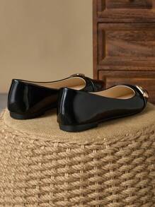 Women's Pointed Toe Casual Flats, Black Low Vamp Party/Daily Outdoor Wear Elegant Versatile Loafers - Black - View 7