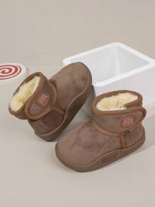 Um par de sapatos infantis novos, botas de neve fofas para bebês no inverno, com design de antiderrapante e sola macia, sapatos de pão para meninos e meninas de 1 a 3 anos, sapatos de bebê acolchoados com forro térmico. - Castanho - Ver 1