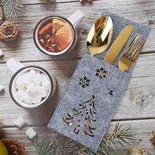 4 piezas Conjunto de vajilla con diseño de árbol de Navidad, Juego de cuchillo y tenedor de estrella de cinco puntas, decoración de escena, decoración navideña, decoración de habitación, decoración del hogar, decoración de oficina, decoración de fiesta temática, decoración navideña - Multicolor - Ver 6