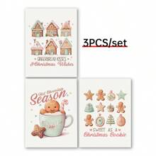 Set da 3 stampe a tema natalizio, stampe natalizie pastello, arte stampabile natalizia carina, stampe per decorazioni natalizie, decorazioni natalizie neutre, poster d'arte su tela per camera da letto, soggiorno, corridoio, decorazione per la casa - Multicolore - Visualizzare 7