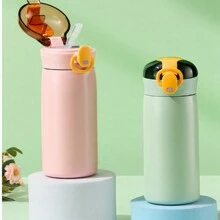 1pc 460ml/320ml/15.5oz/10.8oz Cute Bounce Travel Mug With Straw, Stainless Steel Vacuum Insulated Water Cup With Locking Lid For Outdoor Use Back To School