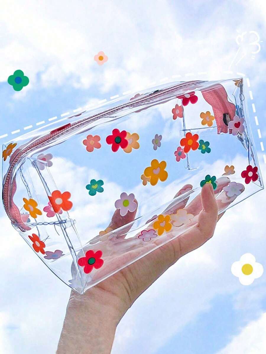 1 件化妆铅笔收纳袋拉链防水化妆包透明塑料旅行盥洗袋 PVC 透明化妆包用于化妆刷收纳旅行收纳袋女士/女孩学生旅行收纳袋盥洗袋礼品袋化妆包护肤包旅行必需品浴室收纳袋珠宝收纳袋铅笔盒日常化妆刷架 - 彩色 - 查看 1