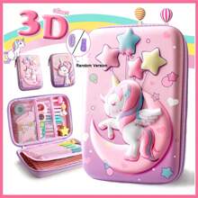 3D EVA独角兽可爱铅笔盒卡通文具盒彩色铅笔盒女孩礼物，铅笔袋，背包 - #A - 查看 22