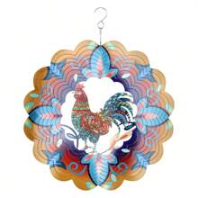Rooster Wind Spinner 3D Hanging Rooster Wind Catcher 12 Inch Stainless Steel  Wind Spinner  Metal Wind Sculptures Ornament For Balcony Garden Yard Patio Decor