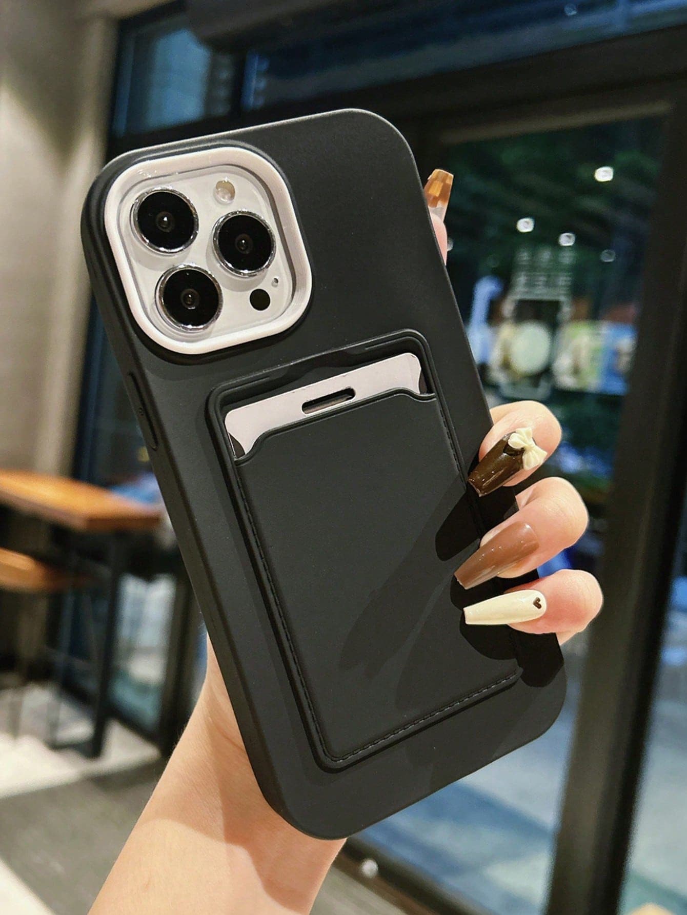 纯色喷漆撞色三合一防摔手机壳 兼容 11、12、13、11、16 17 17 Pro Max 13 Pro Max 16 Plus 16 Pro Max 16 Pro 14 Pro 15 Pro Max等型号,时尚高端 - 黑色 - 查看 1