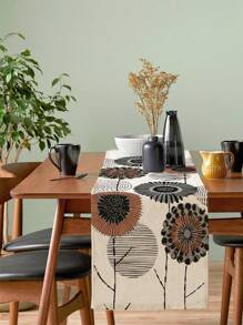 1 Pc Dandelion Pattern Table Runner - Polyester Rectangle Woven Tablecloth - Farmhouse Vintage Country Style Ideal For Kitchen, Dining, Coffee Table, Summer, Spring, Holiday Home Decor