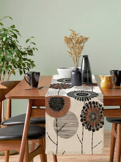 1 Pc Dandelion Pattern Table Runner - Polyester Rectangle Woven Tablecloth - Farmhouse Vintage Country Style Ideal For Kitchen, Dining, Coffee Table, Summer, Spring, Holiday Home Decor