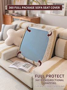 1 件四季弹力沙发套，防水、防滑、加厚布艺沙发座垫套，可机洗、防尘、宠物友好，适合卧室、办公室、客厅、L 形和 1/2/3/4 座沙发 - 米色 - 查看 7