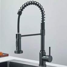 Modern Kitchen Sink Faucet With Pull Down Sprayer Single Handle Single Hole 360° Swivel Mixer Tap - màu đen - Xem 6